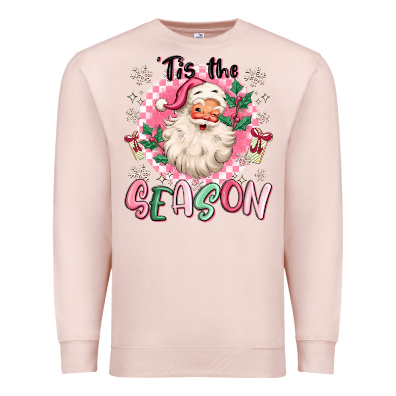 Pink Santa 'tis The Season Premium Sweatshirt by MaliasSmallBusiness | Teevron
