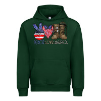 Forest Green peace love america Urban Hoodie - CowhideDigitalArt