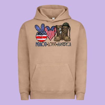 Peace Love America Urban Hoodie Designed By Cowhidedigitalart