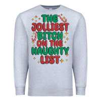Heather Grey the jolliest bitch on the naughty list Premium Sweatshirt - MaliasSmallBusiness