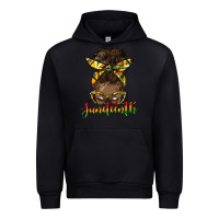 Black juneteenth black woman messy bun Urban Hoodie - HRA Design Shop