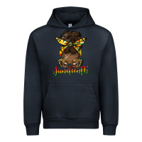 Navy juneteenth black woman messy bun Urban Hoodie - HRA Design Shop