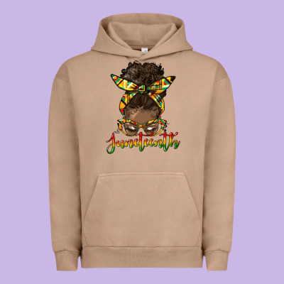 Juneteenth Black Woman Messy Bun Urban Hoodie Designed By Hra Design Shop