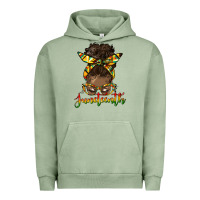Pigment Oil Green juneteenth black woman messy bun Urban Hoodie - HRA Design Shop