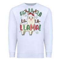 White fa la la llama Premium Sweatshirt - MaliasSmallBusiness