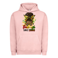 Pigment Salmon free ish since 1865 afro messy bun Urban Hoodie - HRA Design Shop