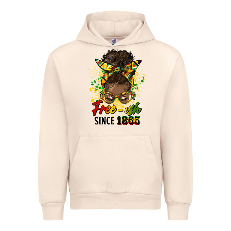 Free Ish Since 1865 Afro Messy Bun Urban Hoodie by HRA Design Shop | Teevron