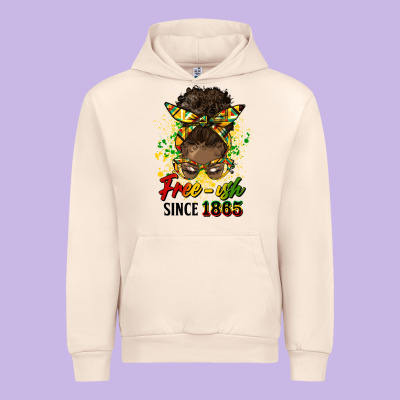 Free Ish Since 1865 Afro Messy Bun Urban Hoodie Designed By Hra Design Shop