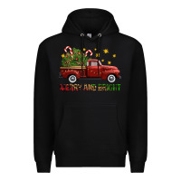 Black Merry And Bright Christmas Trees Truck Premium Hoodie - FaDigitalArtStudio