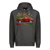 Charcoal Heather Merry And Bright Christmas Trees Truck Premium Hoodie - FaDigitalArtStudio