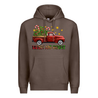 Coffee Merry And Bright Christmas Trees Truck Premium Hoodie - FaDigitalArtStudio