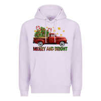 Lilac Merry And Bright Christmas Trees Truck Premium Hoodie - FaDigitalArtStudio
