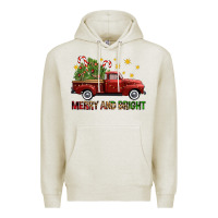 Oatmeal Heather Merry And Bright Christmas Trees Truck Premium Hoodie - FaDigitalArtStudio
