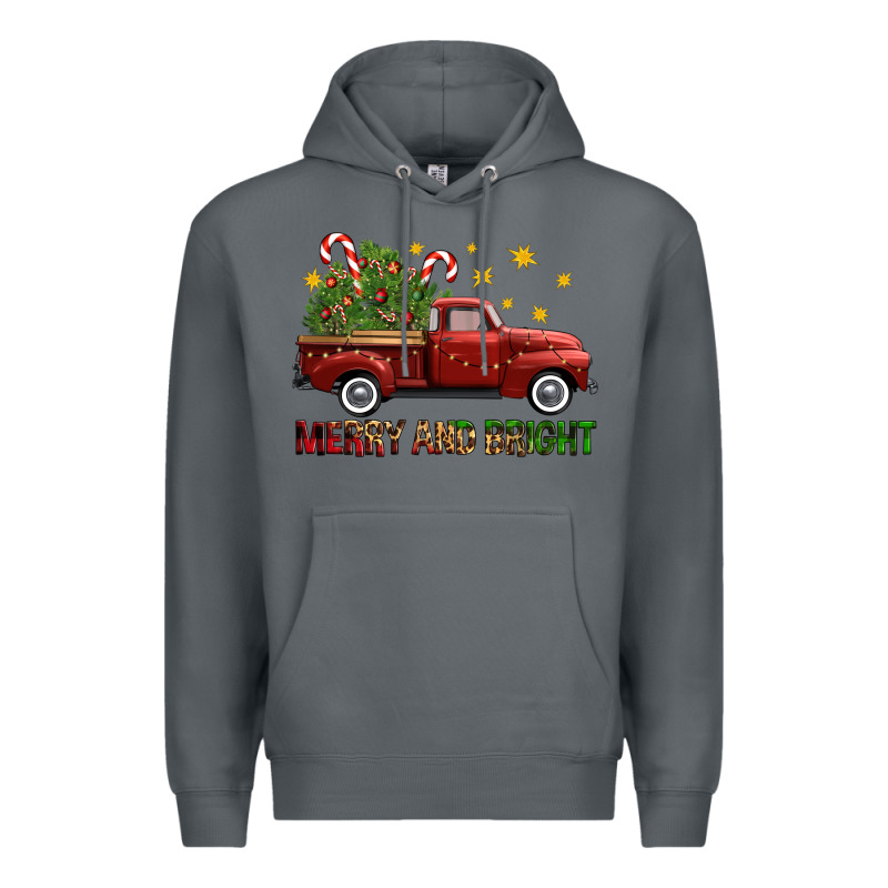 Merry And Bright Christmas Trees Truck Premium Hoodie by FaDigitalArtStudio | Teevron