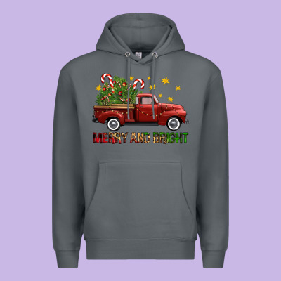 Merry And Bright Christmas Trees Truck Premium Hoodie Designed By Fadigitalartstudio