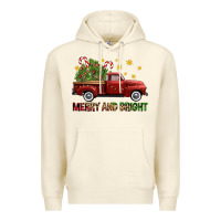 Sandshell Merry And Bright Christmas Trees Truck Premium Hoodie - FaDigitalArtStudio