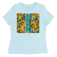 Baby Blue mama wıth sunflowers and gemstone Ladies Tee - Artiststas