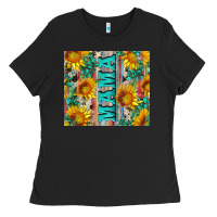 Black mama wıth sunflowers and gemstone Ladies Tee - Artiststas