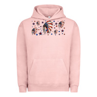 Pigment Salmon patriotic native American headdress 16oz libbey cup Urban Hoodie - HRA Design Shop