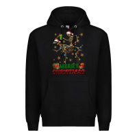 Black merry christmas deer skeleton Premium Hoodie - FaDigitalArtStudio