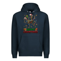 Navy merry christmas deer skeleton Premium Hoodie - FaDigitalArtStudio