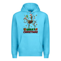 Ocean Blue merry christmas deer skeleton Premium Hoodie - FaDigitalArtStudio