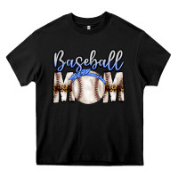 Black Baseball Mom Heavy Core Tee - CowhideDigitalArt