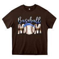 Chocolate Brown Baseball Mom Heavy Core Tee - CowhideDigitalArt
