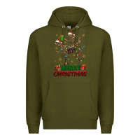 Army Green merry christmas deer skeleton Premium Hoodie - FaDigitalArtStudio