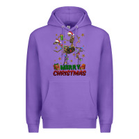 Purple merry christmas deer skeleton Premium Hoodie - FaDigitalArtStudio