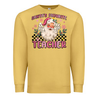 Antique Gold santa's favorite teacher Premium Sweatshirt - MaliasSmallBusiness