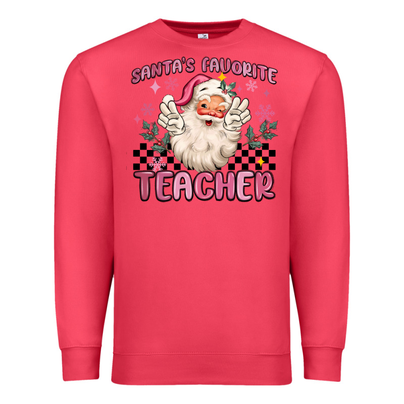 Santa's Favorite Teacher Premium Sweatshirt by MaliasSmallBusiness | Teevron