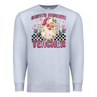 Heather Grey santa's favorite teacher Premium Sweatshirt - MaliasSmallBusiness