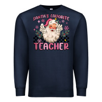 Navy santa's favorite teacher Premium Sweatshirt - MaliasSmallBusiness