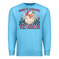 Ocean Blue santa's favorite teacher Premium Sweatshirt - MaliasSmallBusiness