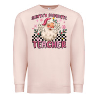Pale Pink santa's favorite teacher Premium Sweatshirt - MaliasSmallBusiness