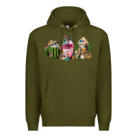Army Green mexican day of the dead coffee cups Premium Hoodie - FaDigitalArtStudio