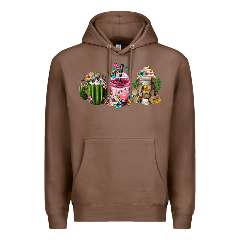 Mexican Day Of The Dead Coffee Cups Premium Hoodie by FaDigitalArtStudio | Teevron
