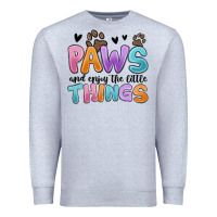 Heather Grey paws and enjoy the little things Premium Sweatshirt - MaliasSmallBusiness