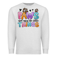 Oatmeal Heather paws and enjoy the little things Premium Sweatshirt - MaliasSmallBusiness