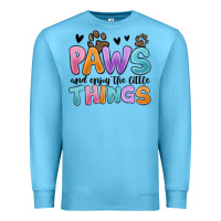 Ocean Blue paws and enjoy the little things Premium Sweatshirt - MaliasSmallBusiness