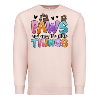 Pale Pink paws and enjoy the little things Premium Sweatshirt - MaliasSmallBusiness