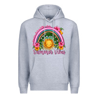 Heather Grey summer vibes  rainbow Premium Hoodie - HRA Design Shop