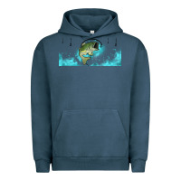 Pigment Midnight Navy jumping bass fishing 16oz libbey cup Urban Hoodie - HRA Design Shop