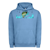 Pigment Pebble Blue jumping bass fishing 16oz libbey cup Urban Hoodie - HRA Design Shop