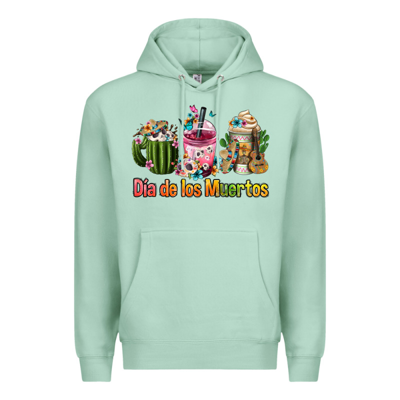 Mexican Día De Los Muertos Coffee Cups Premium Hoodie by FaDigitalArtStudio | Teevron