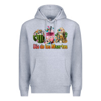 Heather Grey mexican día de los muertos coffee cups Premium Hoodie - FaDigitalArtStudio
