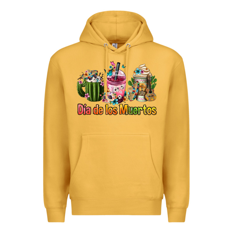 Mexican Día De Los Muertos Coffee Cups Premium Hoodie by FaDigitalArtStudio | Teevron