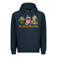Navy mexican día de los muertos coffee cups Premium Hoodie - FaDigitalArtStudio