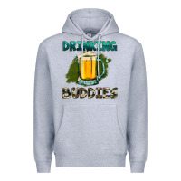 Heather Grey drinking buddies with beer Premium Hoodie - HRA Design Shop